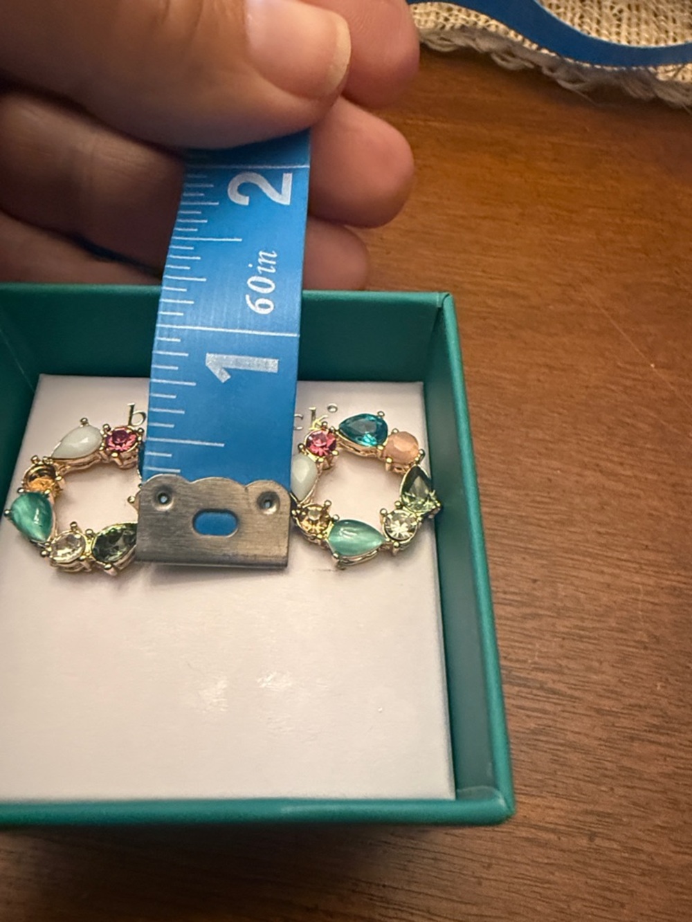 Bella Jack Multi Color Stone Wreath Stud Gold Tone Earrings - Picture 5 of 5